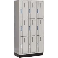 Concorde Heavy-Duty Lockers, 3 -tier, Bank of 3, 36" x 18" x 76", Steel, Grey, Welded (Assembled) Pronet Distribution