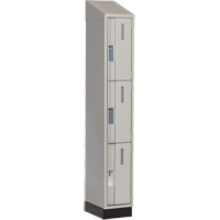 Concorde Heavy-Duty Lockers, 3 -tier, 12" x 18" x 82", Steel, Grey, Welded (Assembled) Pronet Distribution