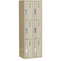 Concorde Heavy-Duty Lockers, 3 -tier, Bank of 2, 24" x 18" x 72", Steel, Beige, Welded (Assembled) Pronet Distribution