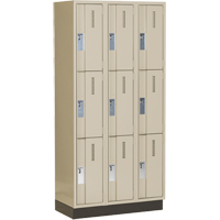 Concorde Heavy-Duty Lockers, 3 -tier, Bank of 3, 36" x 18" x 76", Steel, Beige, Welded (Assembled) Pronet Distribution