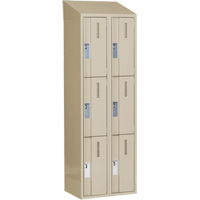 Concorde Heavy-Duty Lockers, 3 -tier, Bank of 2, 24" x 18" x 78", Steel, Beige, Welded (Assembled) Pronet Distribution