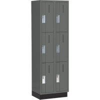 Concorde Heavy-Duty Lockers, 3 -tier, Bank of 2, 24" x 18" x 76", Steel, Charcoal, Welded (Assembled) Pronet Distribution