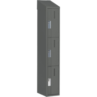 Concorde Heavy-Duty Lockers, 3 -tier, 12" x 18" x 78", Steel, Charcoal, Welded (Assembled) Pronet Distribution