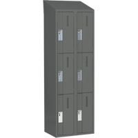 Concorde Heavy-Duty Lockers, 3 -tier, Bank of 2, 24" x 18" x 78", Steel, Charcoal, Welded (Assembled) Pronet Distribution