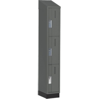 Concorde Heavy-Duty Lockers, 3 -tier, 12" x 18" x 82", Steel, Charcoal, Welded (Assembled) Pronet Distribution