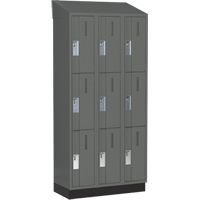 Concorde Heavy-Duty Lockers, 3 -tier, Bank of 3, 36" x 18" x 82", Steel, Charcoal, Welded (Assembled) Pronet Distribution