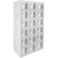 Clean-Line Perforated Lockerette, 6 -tier, Bank of 3, 15" x 72" x 12", Steel Pronet Distribution