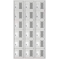 Clean-Line Perforated Lockerette, 6 -tier, Bank of 3, 15" x 72" x 12", Steel Pronet Distribution