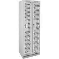 Clean Line Lockers, Bank of 2, 24" x 12" x 76", Steel, Grey, Rivet (Assembled), Perforated Pronet Distribution