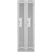 Clean Line Lockers, Bank of 2, 24" x 12" x 76", Steel, Grey, Rivet (Assembled), Perforated Pronet Distribution