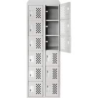 Clean-Line Perforated Lockerette, 6 -tier, Bank of 2, 12" x 72" x 12", Steel Pronet Distribution