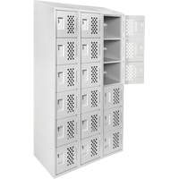 Clean-Line Perforated Lockerette, 6 -tier, Bank of 3, 12" x 72" x 12", Steel Pronet Distribution