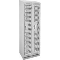 Clean Line Lockers, Bank of 2, 24" x 18" x 82", Steel, Grey, Rivet (Assembled), Perforated Pronet Distribution