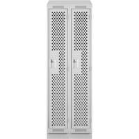 Clean Line Lockers, Bank of 2, 24" x 18" x 82", Steel, Grey, Rivet (Assembled), Perforated Pronet Distribution