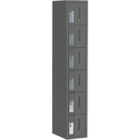 Concorde Heavy-Duty Lockers, 6 -tier, 12" x 18" x 72", Steel, Charcoal, Welded (Assembled) Pronet Distribution