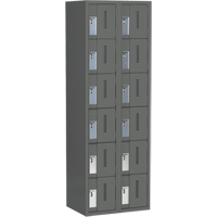 Concorde Heavy-Duty Lockers, 6 -tier, Bank of 2, 24" x 18" x 72", Steel, Charcoal, Welded (Assembled) Pronet Distribution