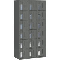 Concorde Heavy-Duty Lockers, 6 -tier, Bank of 3, 36" x 18" x 72", Steel, Charcoal, Welded (Assembled) Pronet Distribution