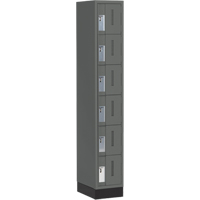 Concorde Heavy-Duty Lockers, 6 -tier, 12" x 18" x 76", Steel, Charcoal, Welded (Assembled) Pronet Distribution