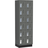 Concorde Heavy-Duty Lockers, 6 -tier, Bank of 2, 24" x 18" x 76", Steel, Charcoal, Welded (Assembled) Pronet Distribution