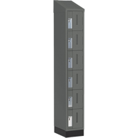 Concorde Heavy-Duty Lockers, 6 -tier, 12" x 18" x 82", Steel, Charcoal, Welded (Assembled) Pronet Distribution