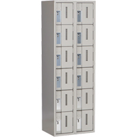Concorde Heavy-Duty Lockers, 6 -tier, Bank of 2, 24" x 18" x 72", Steel, Grey, Welded (Assembled) Pronet Distribution