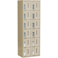 Concorde Heavy-Duty Lockers, 6 -tier, Bank of 2, 24" x 18" x 72", Steel, Beige, Welded (Assembled) Pronet Distribution