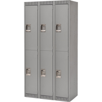 Lockers, 2 -tier, Bank of 3, 36" x 18" x 72", Steel, Grey, Knocked Down Pronet Distribution