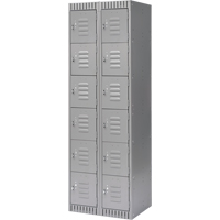 Lockers, 6 -tier, Bank of 2, 24" x 18" x 72", Steel, Grey, Knocked Down Pronet Distribution