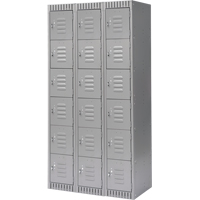 Lockers, 6 -tier, Bank of 3, 36" x 18" x 72", Steel, Grey, Knocked Down Pronet Distribution