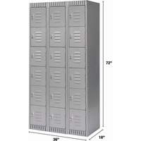 Lockers, 6 -tier, Bank of 3, 36" x 18" x 72", Steel, Grey, Knocked Down Pronet Distribution