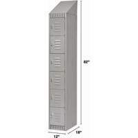 Lockers, 6 -tier, 12" x 18" x 82", Steel, Grey, Knocked Down Pronet Distribution