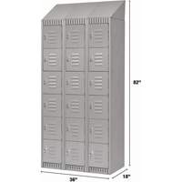 Lockers, 6 -tier, Bank of 3, 36" x 18" x 82", Steel, Grey, Knocked Down Pronet Distribution