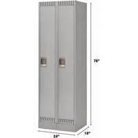 Lockers, Bank of 2, 24" x 18" x 76", Steel, Grey, Knocked Down Pronet Distribution