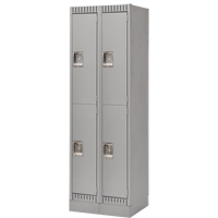 Lockers, 2 -tier, Bank of 2, 24" x 18" x 76", Steel, Grey, Knocked Down Pronet Distribution