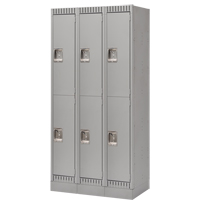 Lockers, 2 -tier, Bank of 3, 36" x 18" x 76", Steel, Grey, Knocked Down Pronet Distribution