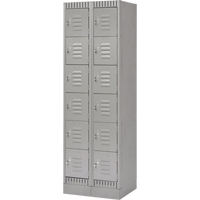 Lockers, 6 -tier, Bank of 2, 24" x 18" x 76", Steel, Grey, Knocked Down Pronet Distribution