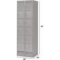 Lockers, 6 -tier, Bank of 2, 24" x 18" x 76", Steel, Grey, Knocked Down Pronet Distribution