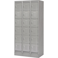 Lockers, 6 -tier, Bank of 3, 36" x 18" x 76", Steel, Grey, Knocked Down Pronet Distribution