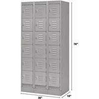 Lockers, 6 -tier, Bank of 3, 36" x 18" x 76", Steel, Grey, Knocked Down Pronet Distribution