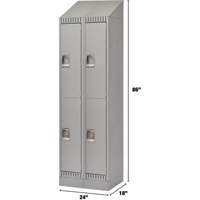 Casiers, 2 niveaux, Bloc de 2, 24" x 18" x 86", Acier, Gris, D&eacute;mont&eacute; Pronet Distribution