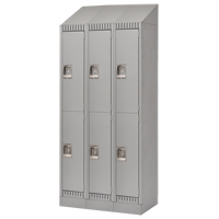 Lockers, 2 -tier, Bank of 3, 36" x 18" x 86", Steel, Grey, Knocked Down Pronet Distribution