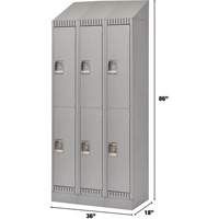 Lockers, 2 -tier, Bank of 3, 36" x 18" x 86", Steel, Grey, Knocked Down Pronet Distribution