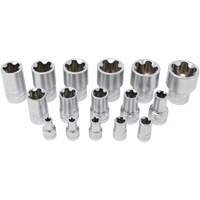 Jeu de douilles TORX EPR &agrave; 5 pans, 16 Morceaux, Prise de 1/4"/3/8"/1/2" Pronet Distribution