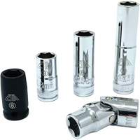 Chrome Finish Socket Set with Rail, 5 Pieces, 1/4" Drive Size Pronet Distribution