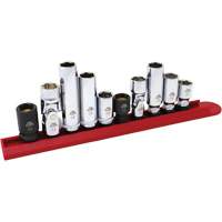 Chrome Finish Socket Set with Rail, 10 Pieces, 1/4"/3/8" Drive Size Pronet Distribution