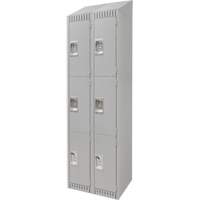 Lockers, 3 -tier, Bank of 2, 24" x 18" x 82", Steel, Grey, Knocked Down Pronet Distribution