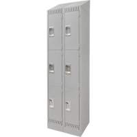 Lockers, 3 -tier, Bank of 2, 24" x 18" x 86", Steel, Grey, Knocked Down Pronet Distribution