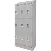 Lockers, 3 -tier, Bank of 3, 36" x 18" x 86", Steel, Grey, Knocked Down Pronet Distribution