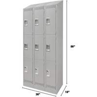 Lockers, 3 -tier, Bank of 3, 36" x 18" x 86", Steel, Grey, Knocked Down Pronet Distribution