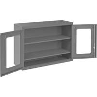 Wall-Mountable Storage Cabinet with Clearview Doors, 26-15/16" H x 35-7/8" W x 13-11/16" D, 2 Shelves, Steel, Grey Pronet Distribution